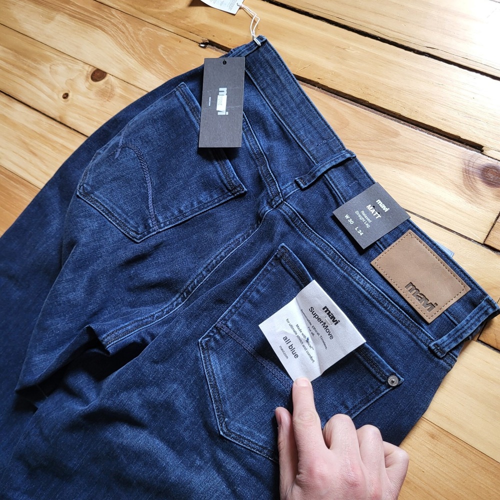 New Mavi Jeans Matt Mens 30/33 Straight Relaxed Blue Dark Wash Denim Stretch - Picture 16 of 16